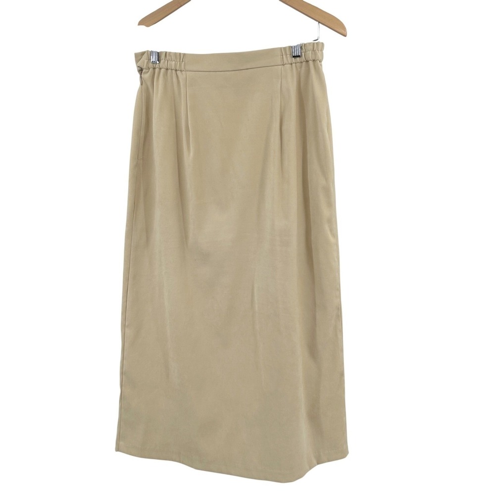Coldwater‎ Creek Skirt Wms PM Tan Faux Suede A-Line Midi Petite Vintage Minimal